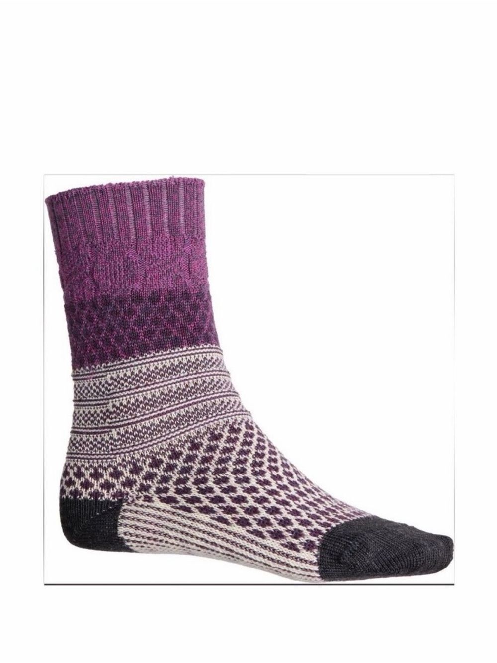 SmartWool XL Women’s Purple Gray Ivory Everyday Popcorn Merino Wool Blend Socks